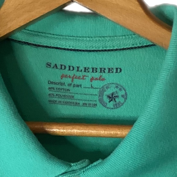 Saddlebred L Perfect Polo Mens Teal Green Shirt Golf Casual EUC - Picture 9 of 15